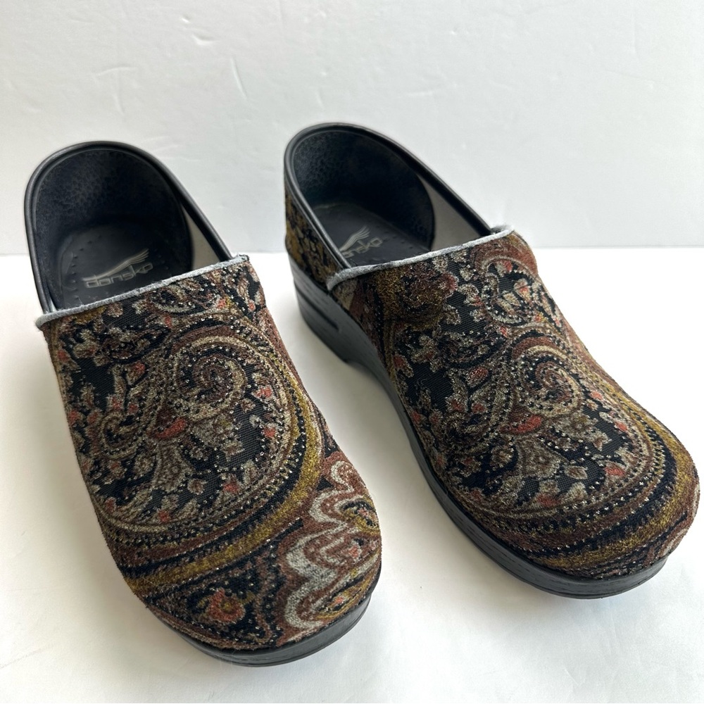 Dansko Women’s Paisley Clogs Black and Brown 39 8.5-9